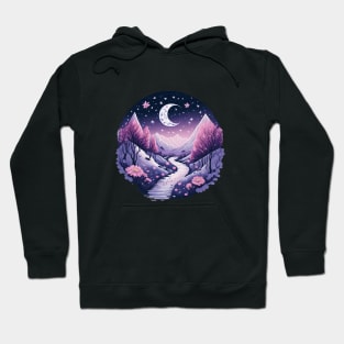 Aesthetic Moon and Winter Mountain Hoodie